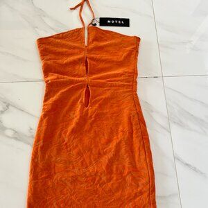 Orange Halter Cut-Out Motel Rocks Mini Dress